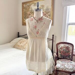 90s jcpenney ivory lace slip dress size medium